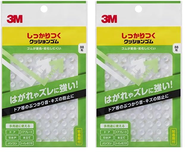 スリーエム(3M) 3M しっかりつくクッションゴム 7.9x2.2mm 丸形 CS-101 透明 88粒 (× 2)